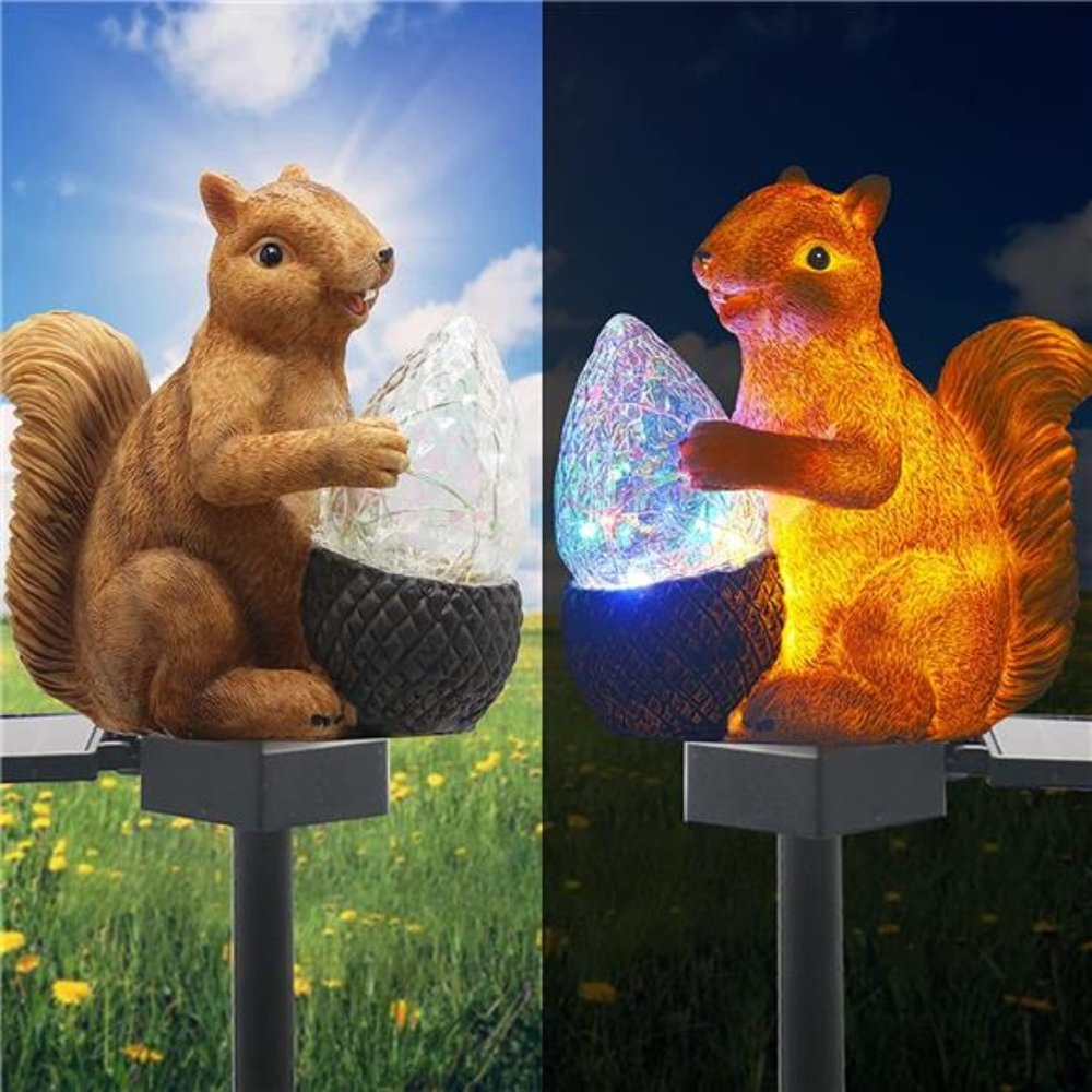 Upgraded Solar Garden Lights Outdoor Decor, Solar Squirrel Stake Lights Colorful